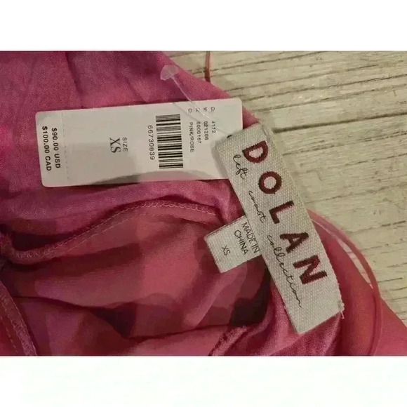 Dolan Left Coast Women's XS Pink Peplum V-Neck Sleeveless Blouse Coquette Barbie - Picture 2 of 9